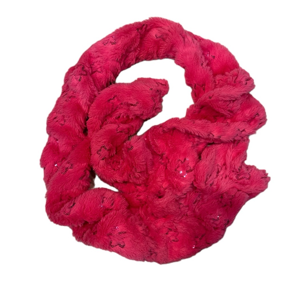 Girls scarf hot pink with sequin stars.